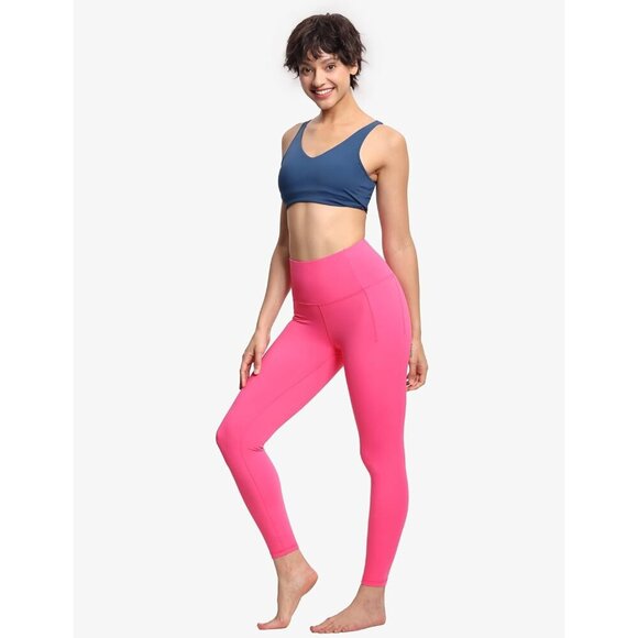 🆕Women Pink Tummy Control Leggings with Pockets High Waist Athletic Yoga Pants - Picture 5 of 6